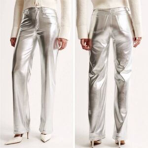 Abercrombie & Fitch Metallic Silver Straight Leg Pants
